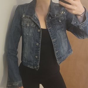 Nadora distressed studded jean jacket. Large.